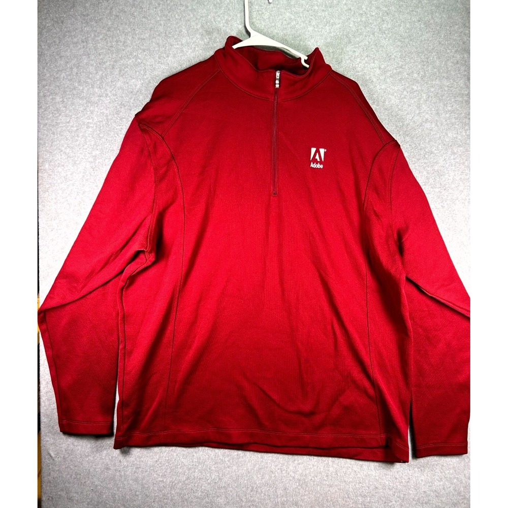 Nike Golf Jacket Mens 2XL Red Adobe Athletic Gym Workout Performance Quarter Zip